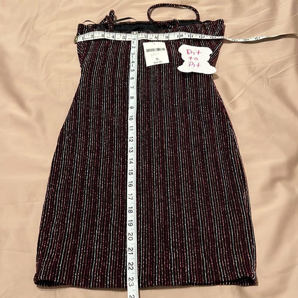 NWT forever 21 size small black sparkly bodycon dress with spaghetti straps - Picture 8 of 9